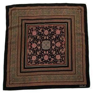 OSTINELLI Black Geometric Bird Silk Scarf 34”/ 33" GC